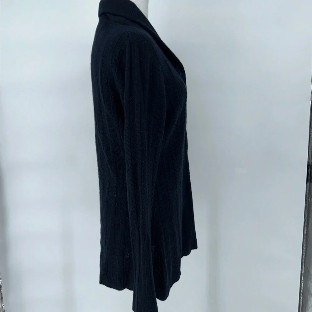 Brooks Brothers Navy Cable Knit Shawl Collar Cardigan Gold Buttons M - Picture 7 of 11